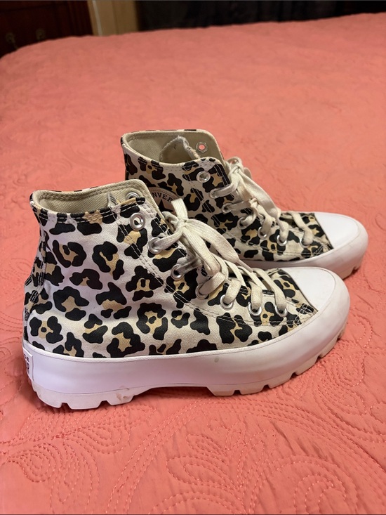 Converse Shoes - Converse Leopard Print High-Top Sneakers in Cream, Black & Tan